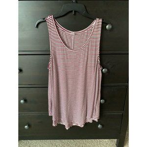 Maroon and White Striped Tank